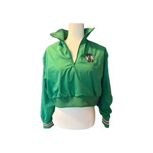 Green Celtics Cropped 1/4 Zip Jacket